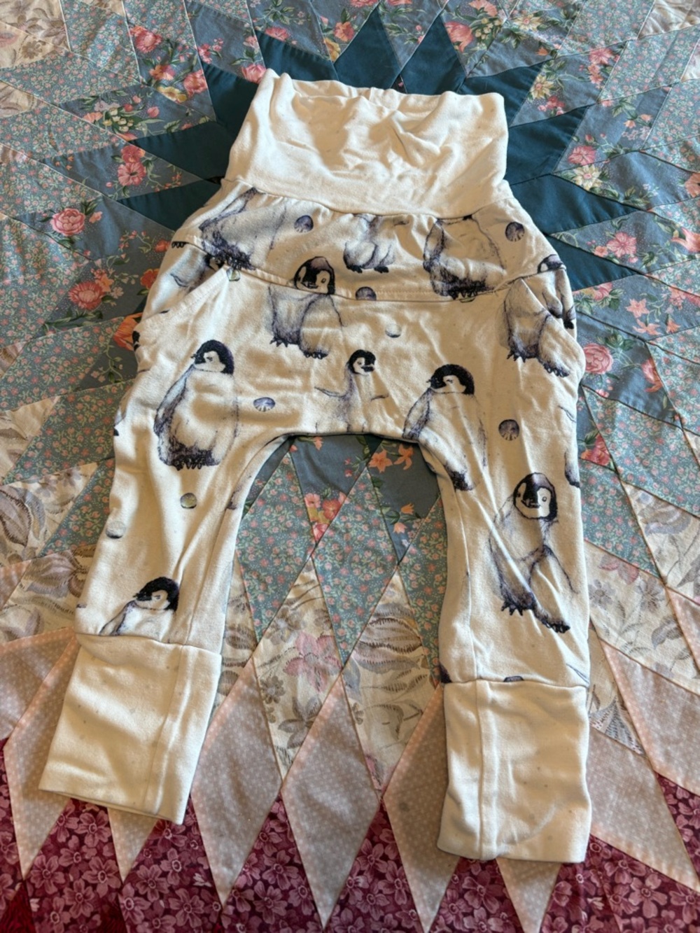 Little Yogi Cozy Penguin Print Grow With Me Pants
